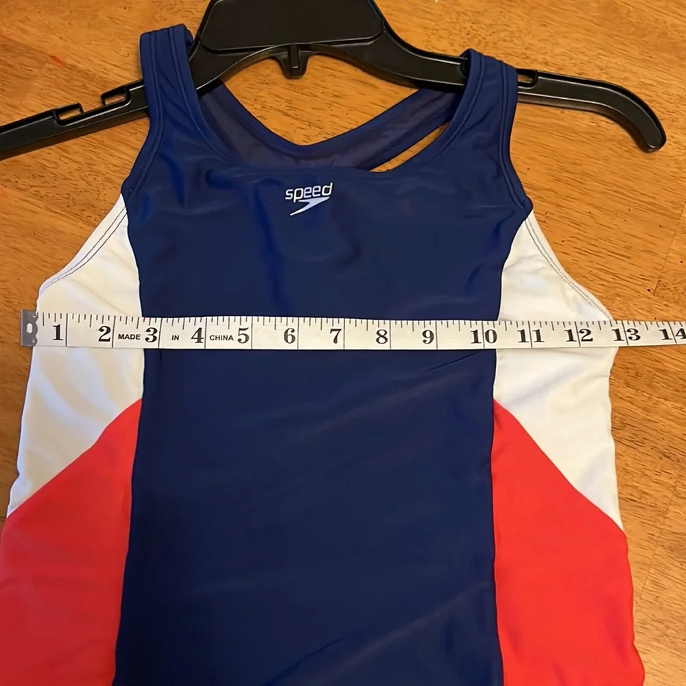 Speedo Infinity Splice One Piece Swimsuit Girls XL Red Blue White Racerback